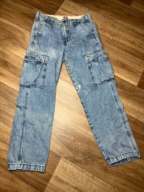 Levis Mens XX Cargo Straight Blue Denim Utility Pockets Workwear 31X32